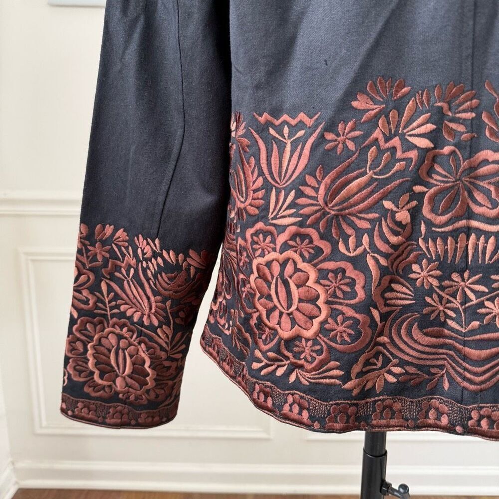 NWT Coldwater Creek Black Brown Embroidered Jacket $100 16 - Picture 6 of 9